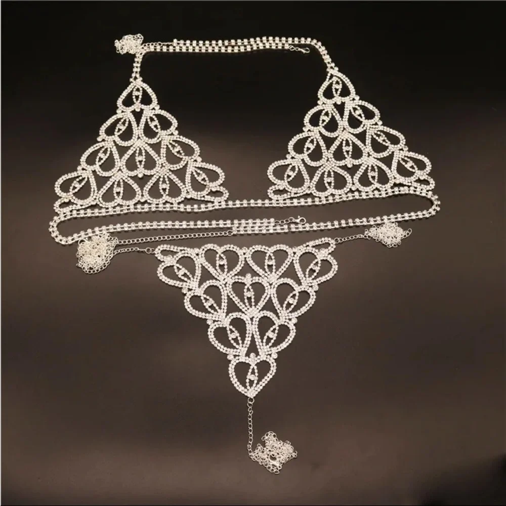 (Last 1) Boho Rhinestone body bra and thong body jewelry - Picture 3 of 10